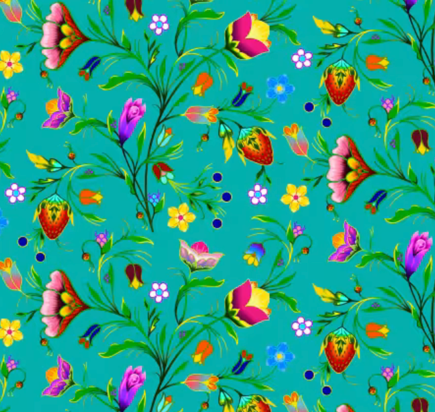 Turtle Island Floral Turquoise