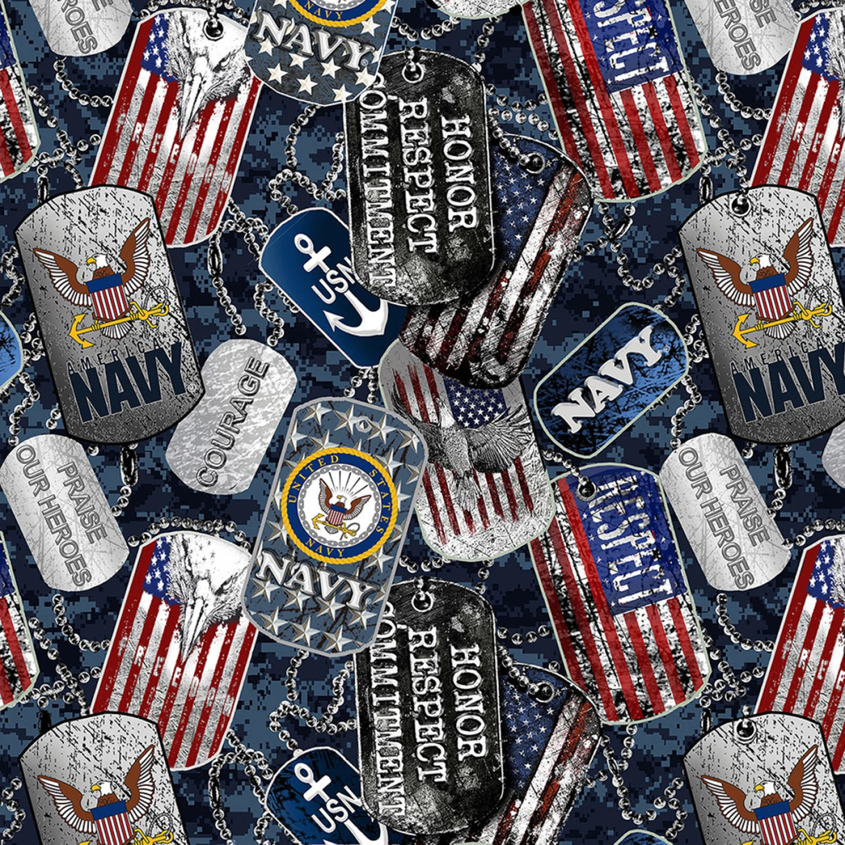 Military Dogtags Navy| Fabric