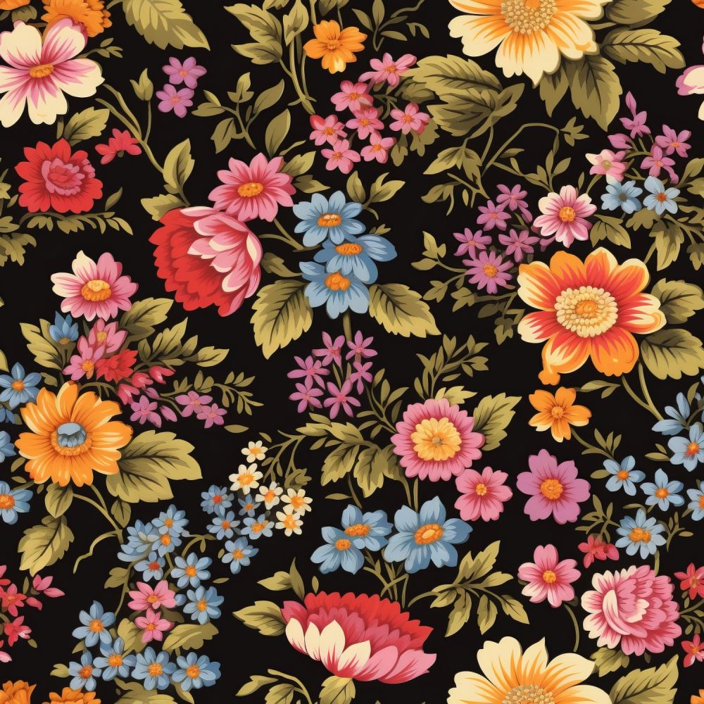 Vintage Florals Black | Fabric