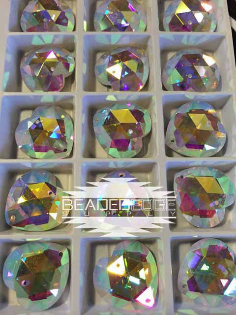18mm Triangle Facet Hearts AB | 2 Pair