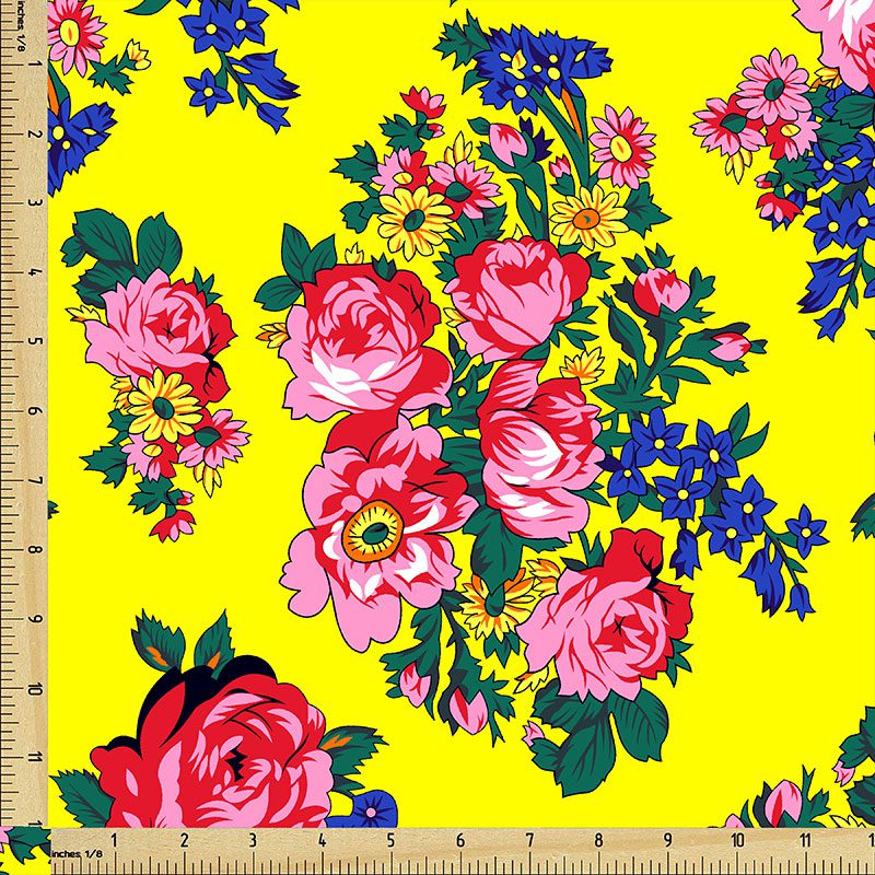 Floral Scarf Design Cotton | Yellow