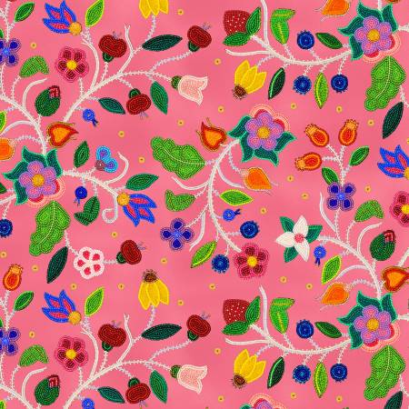Hand Beaded Floral Pink | Fabric