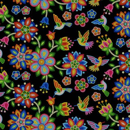 Black Beaded Hummingbird | Fabric