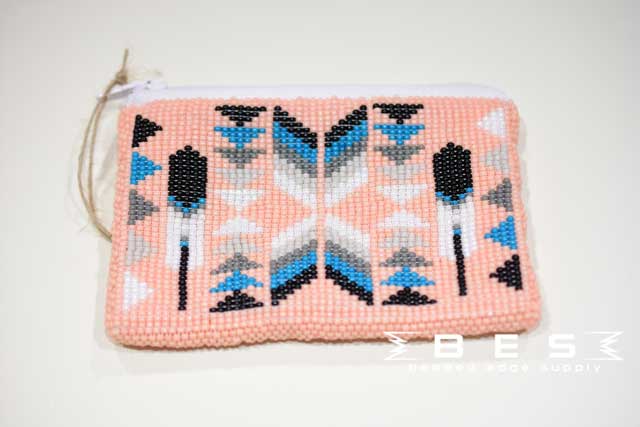 Beaded Coin Purse - Peach