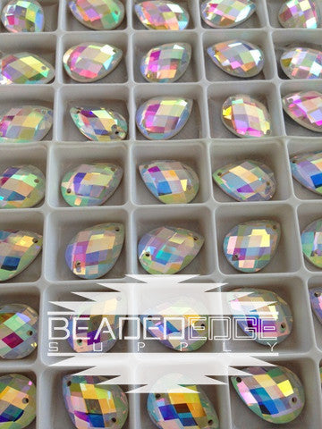 13x18 Faceted Teardrops AB |3 Pair