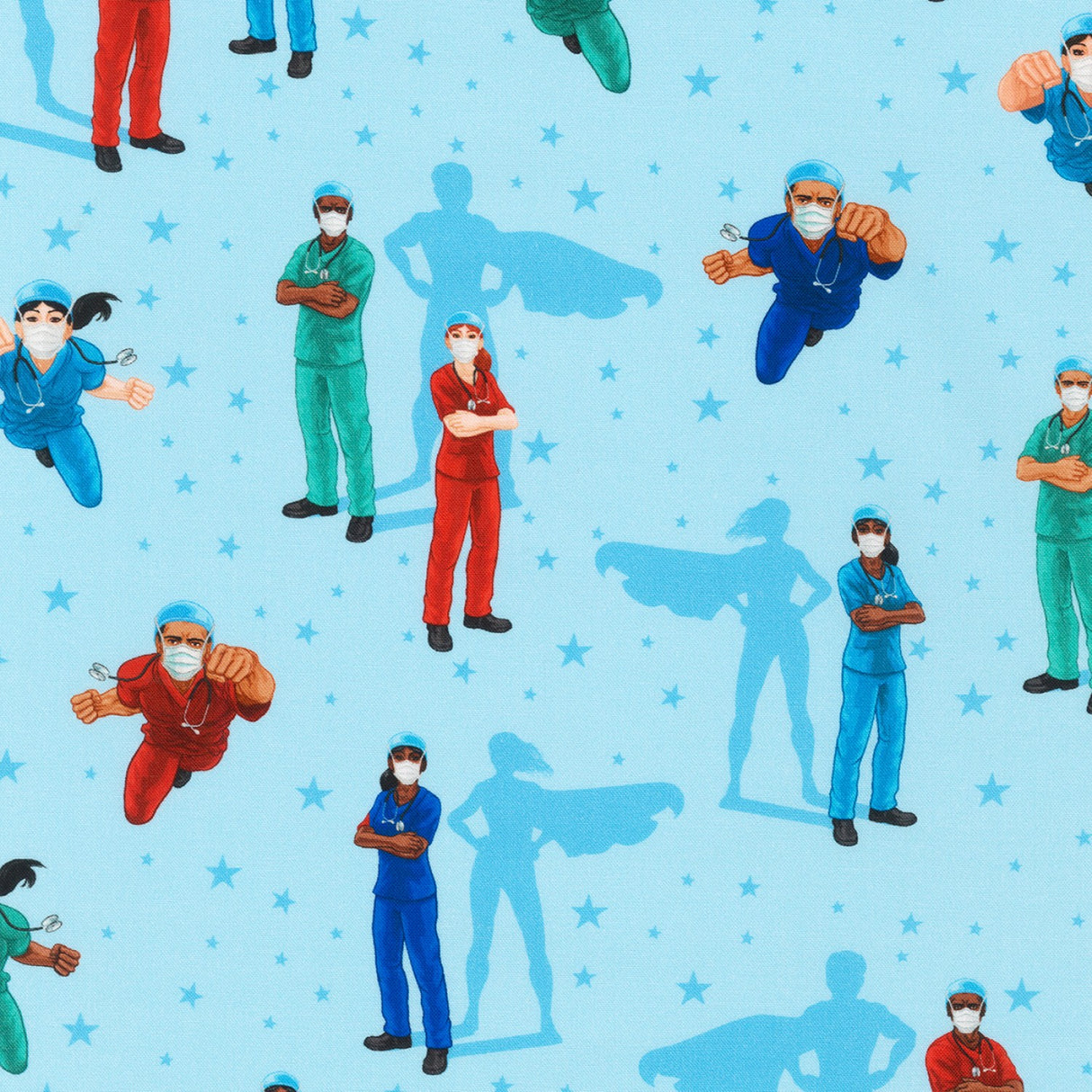 Blue Frontline Heroes Nurses & Doctors Digitally Printed