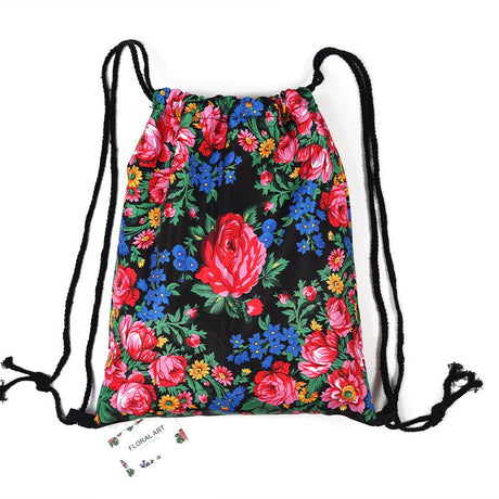 Floral Scarf Pattern Draw String Bag