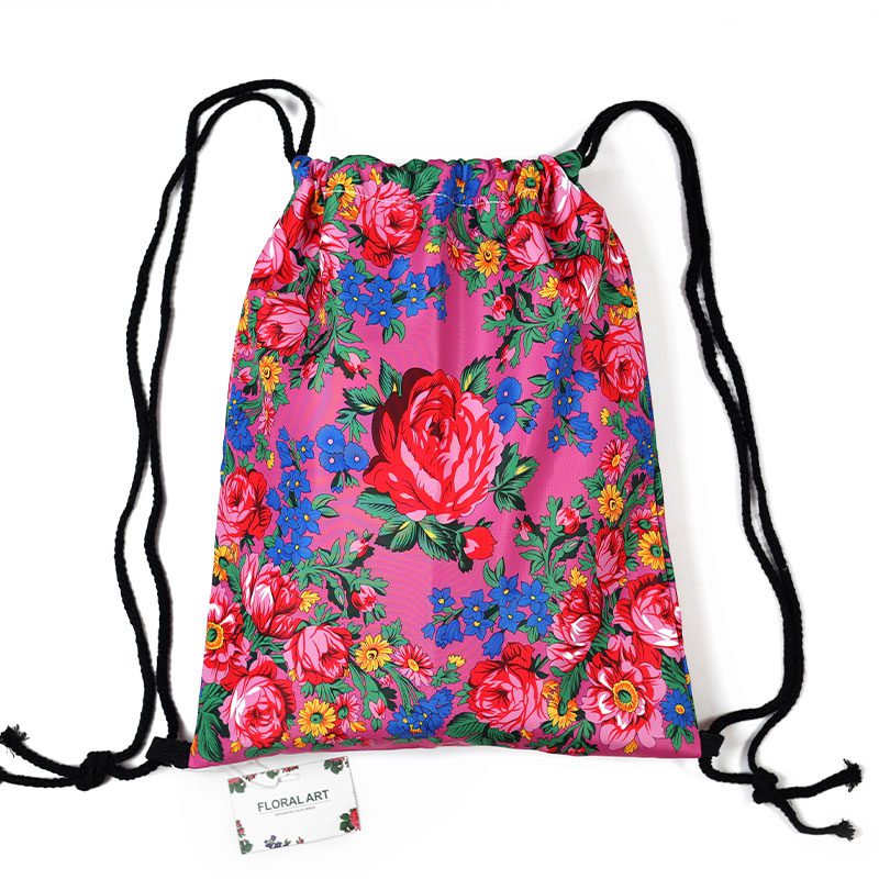 Floral Scarf Pattern Draw String Bag