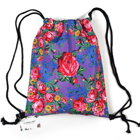 Floral Scarf Pattern Draw String Bag