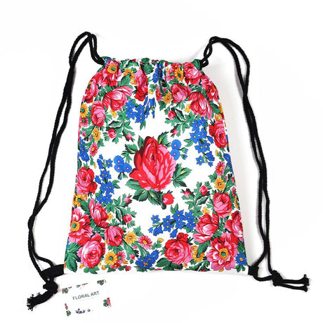 Floral Scarf Pattern Draw String Bag