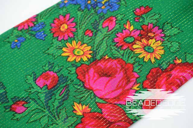 Floral Gold Lined Scarves 30"x30"