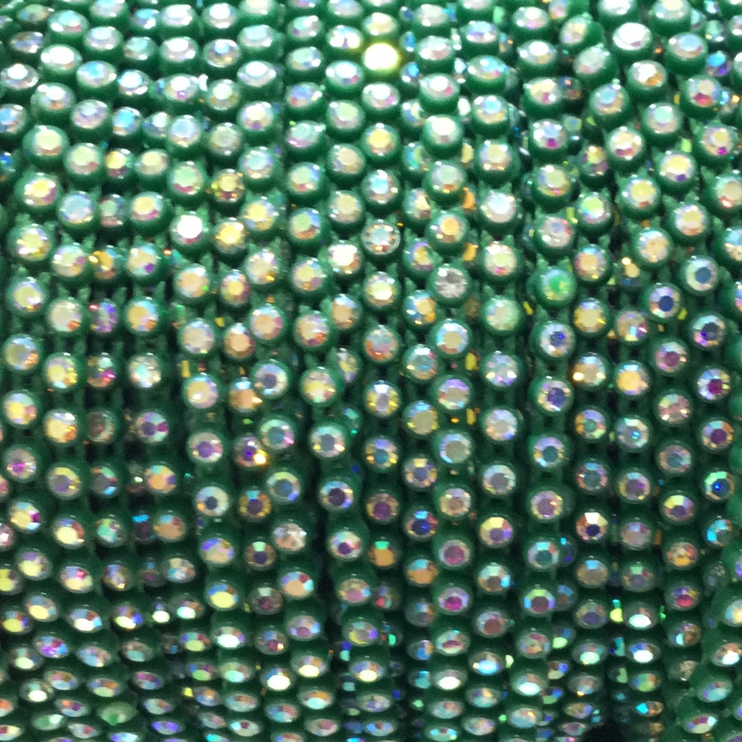 SS8 Green AB Rhinestone Banding Yard