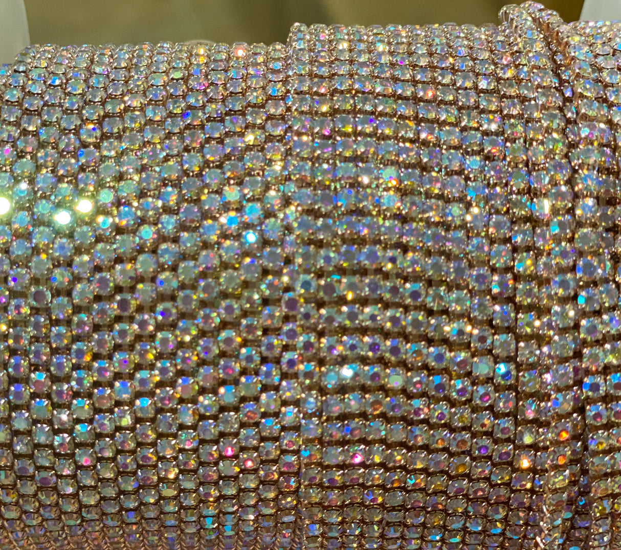 SS6 Rose Gold Metal AB Rhinestone Banding | Yard