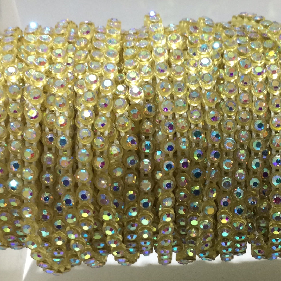 SS8 TR Yellow AB Rhinestone Banding Yard