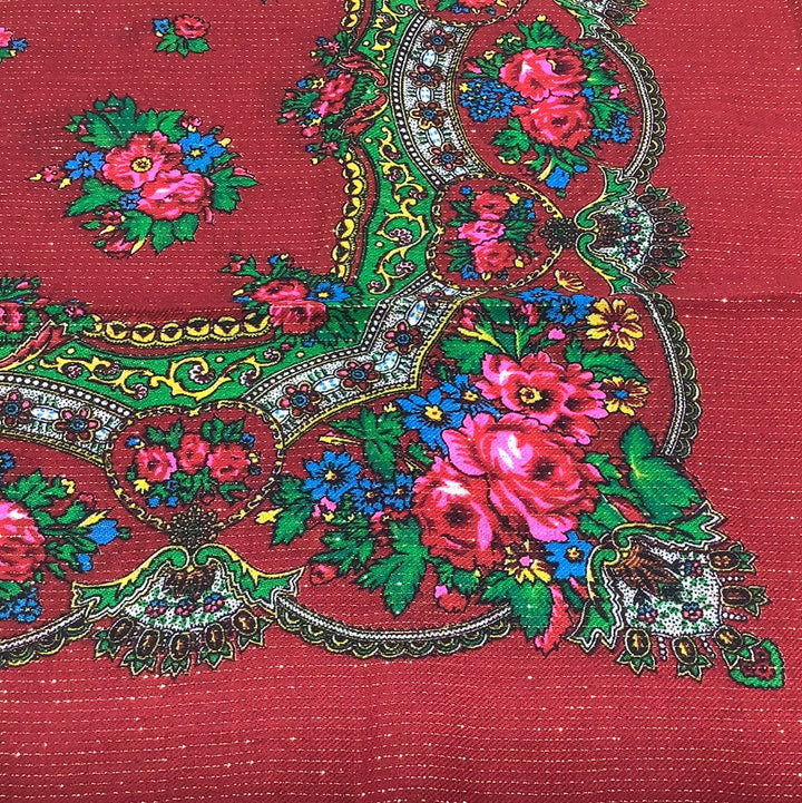 Polyester Floral Scarf 30"x30" | Burgandy