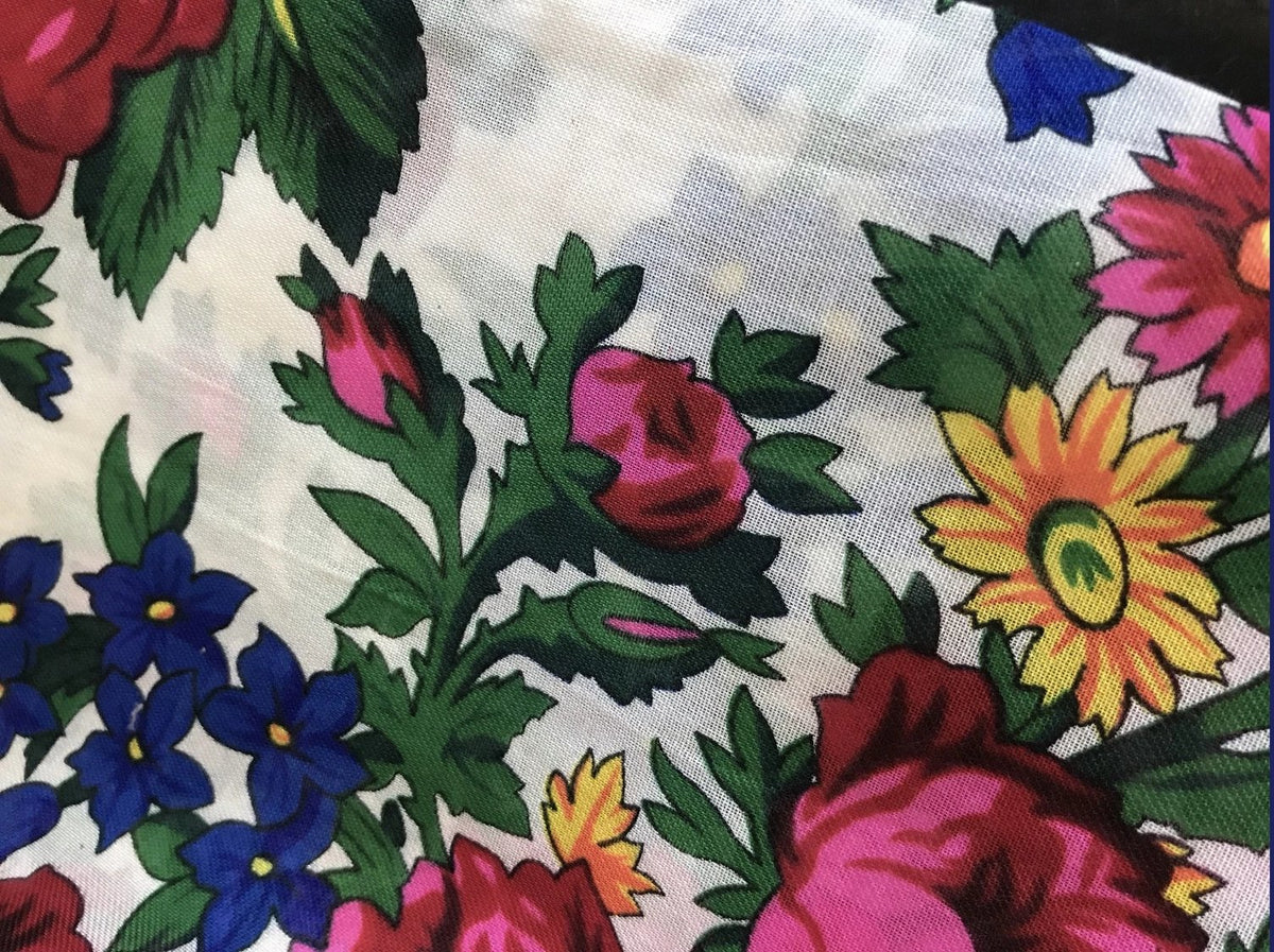 NWT HANDMADE Floral 16” x 16” Scarf #13 L988 Vintage EYFEL Square Scarf Shawl Tan Purple Dusty Rose  main image 2