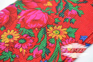 Floral Gold Lined Scarves 30"x30"